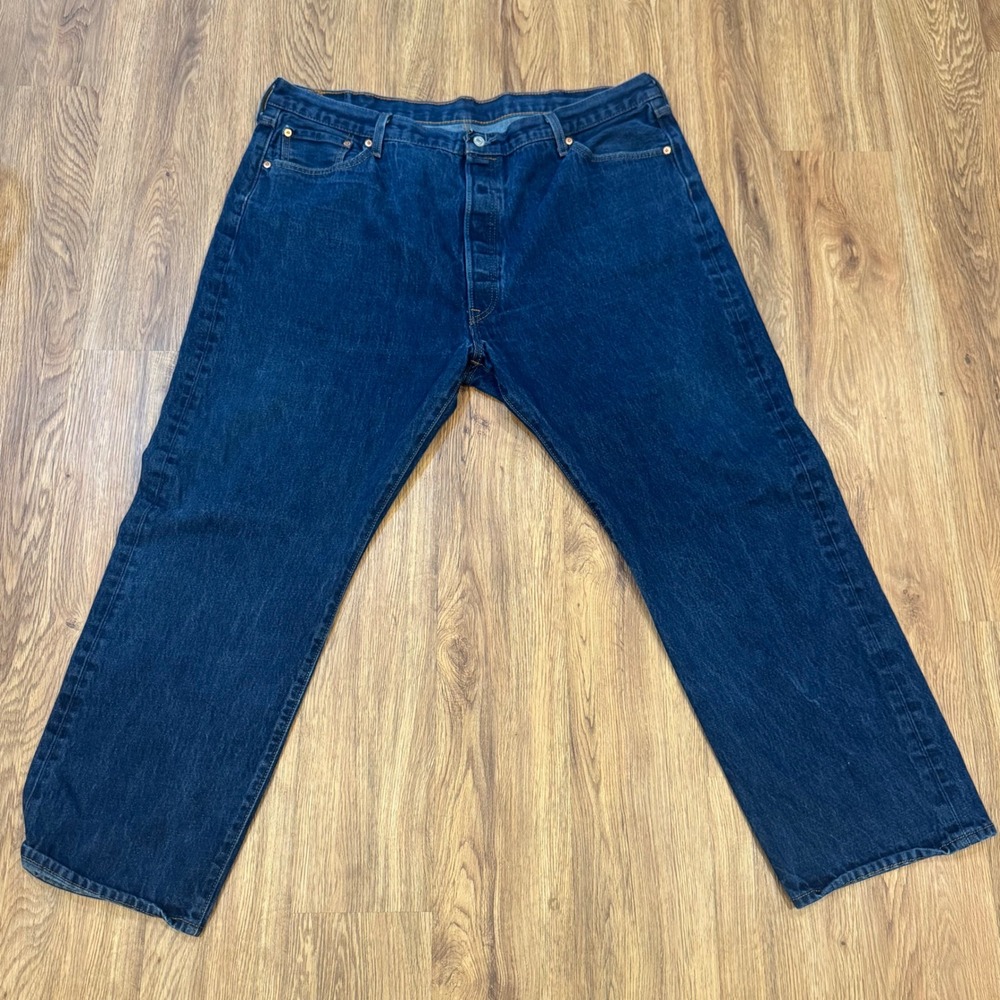 Levis 501 Original Fit Mens Dark Wash Blue Denim Straight Leg Jeans W46 L32